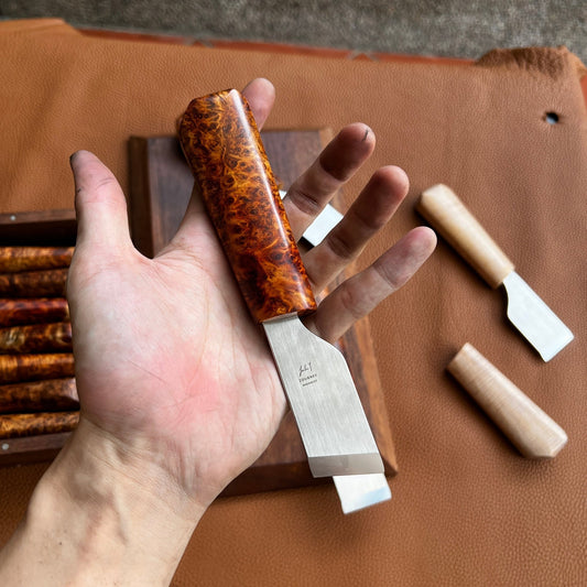 Journey Skiver - Amboyna Burl (28mm) - JunLinLeather